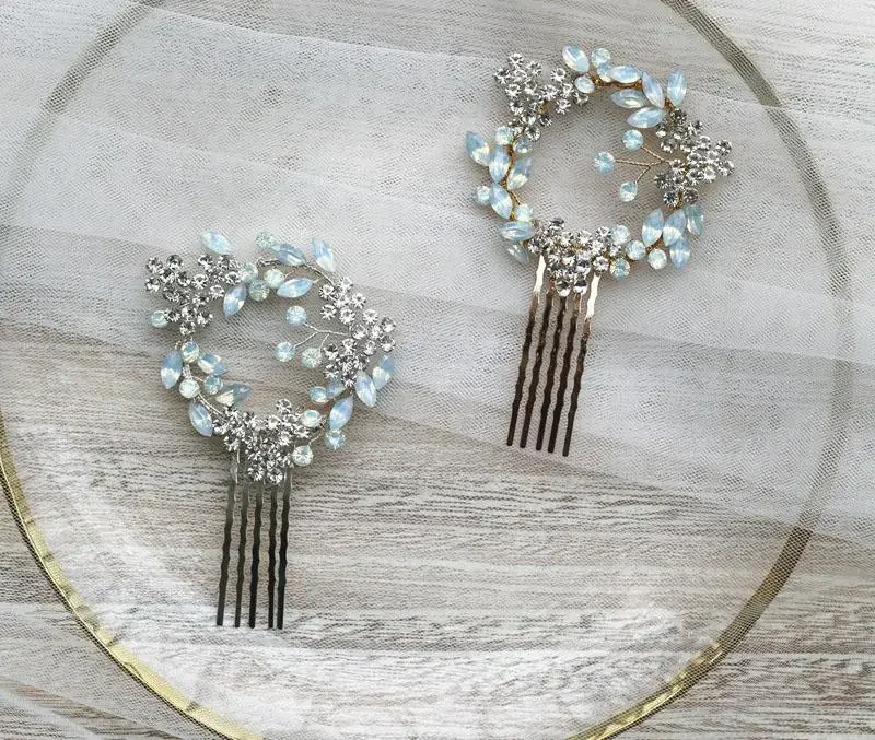 Gold Silver Color Hair Pin Clip Crystal Head Piece For Bride Bridesmaids Women Opal Hairpin Bridal Jewelry Wedding Accessories - Image 3