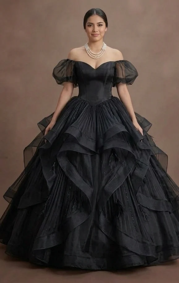 Gothic Prom Dress Black Organza Princess Gothic Ball - Image 2