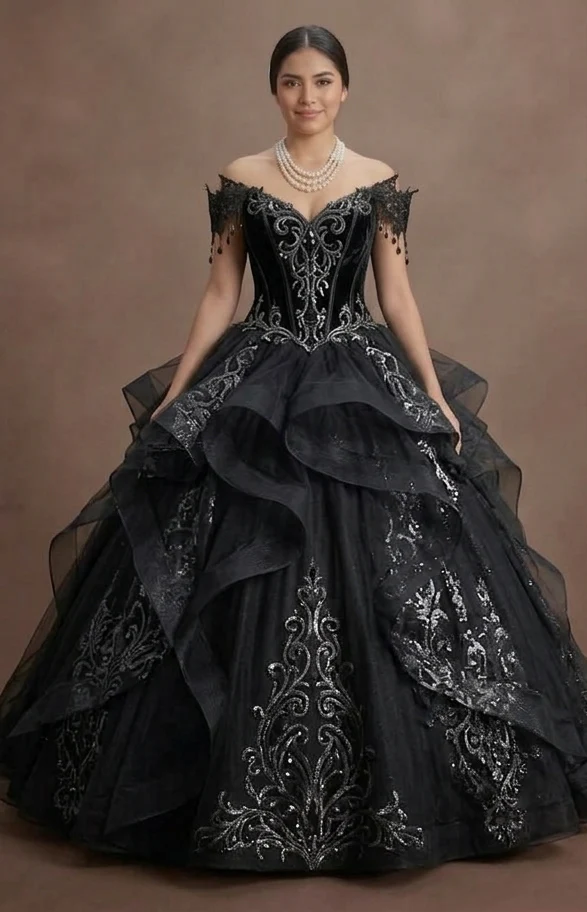Gothic Prom Dress Black Tulle Ball Gown Dramatic Prom - Image 2