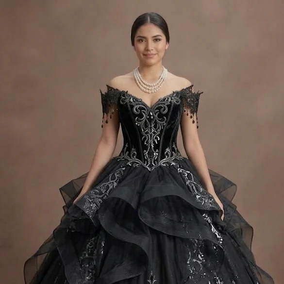 Gothic Prom Dress Black Tulle Ball Gown Dramatic Prom - Image 4