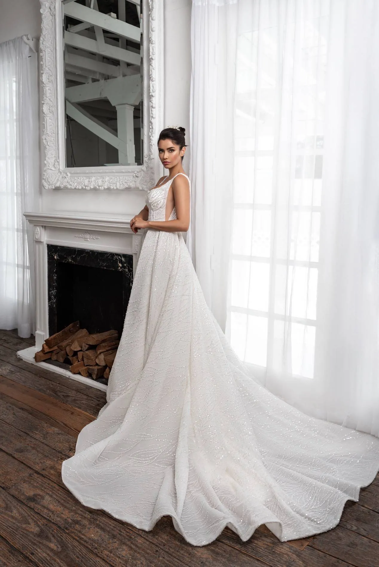 Graceful A-Line Wedding Dress with Spaghetti Straps, Square Neckline & Flattering Natural Waistline - Image 2