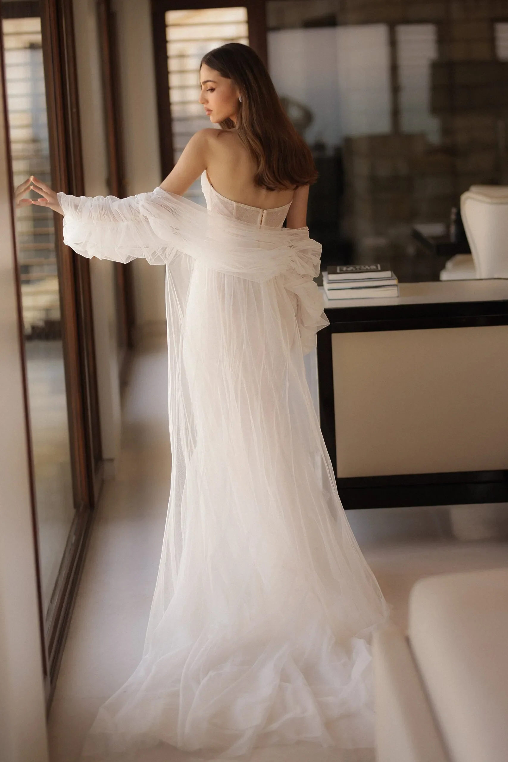 Graceful A-Line Wedding Gown with Sequin Lace, Strapless V-Neckline, and a Flattering Natural Waistline for a Timeless and Romantic Bridal Look - Image 2