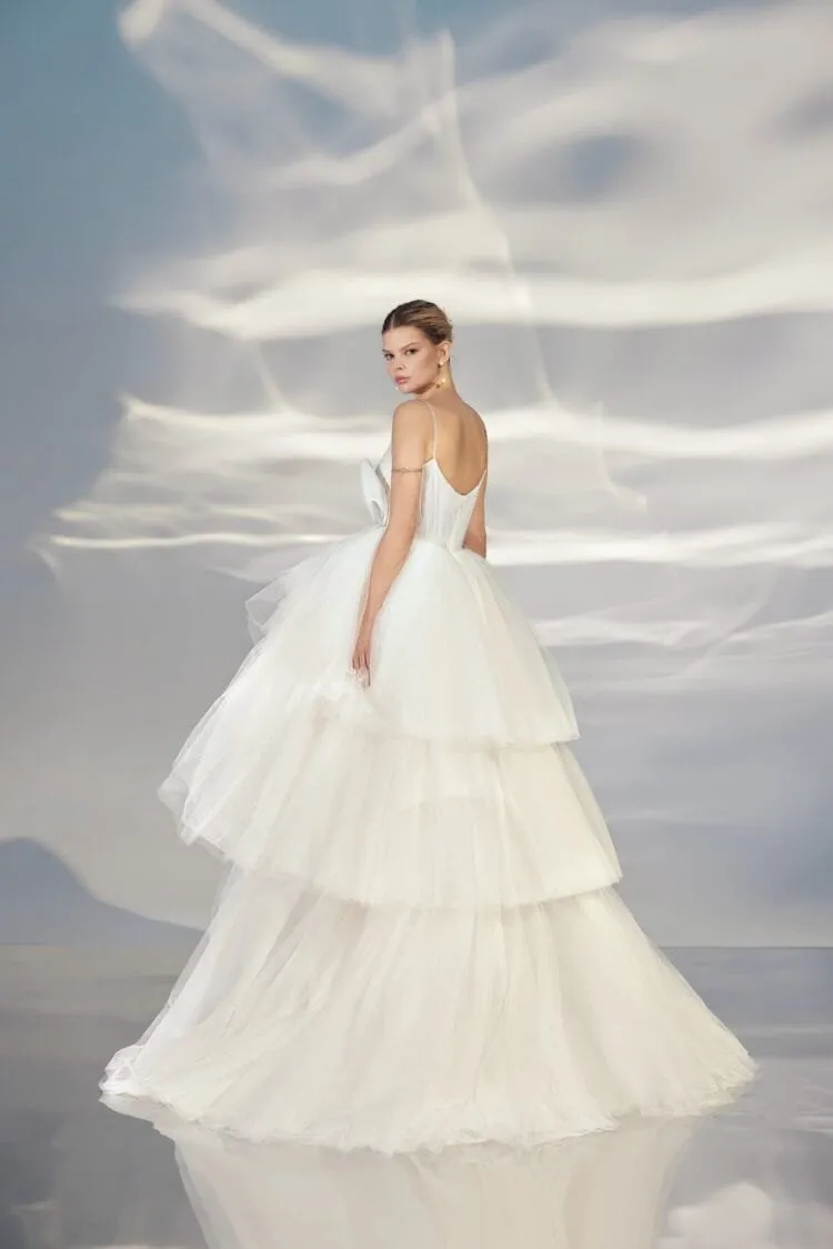 Graceful A-Line Wedding Gown with Spaghetti Straps, Sweetheart Neckline, Bant Embellishment, and a Natural Waistline for an Elegant Bridal Look - Image 2