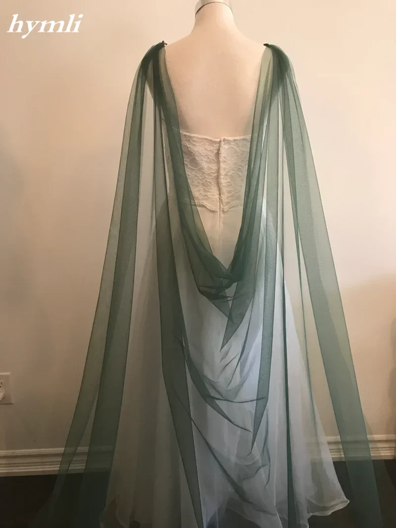 Green Draped Cape, Bridal Green Cape, Soft Tulle Green Shoulder Cape, 60" Wide