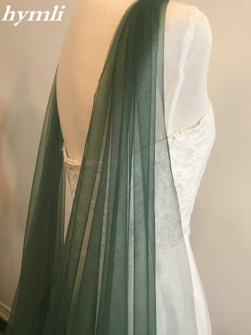 Green Draped Cape, Bridal Green Cape, Soft Tulle Green Shoulder Cape, 60" Wide - Image 2