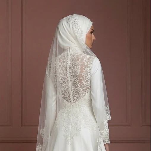 Handmade Hijab Bridal Wedding Dress Modest Luxury Style Muslim - Image 5