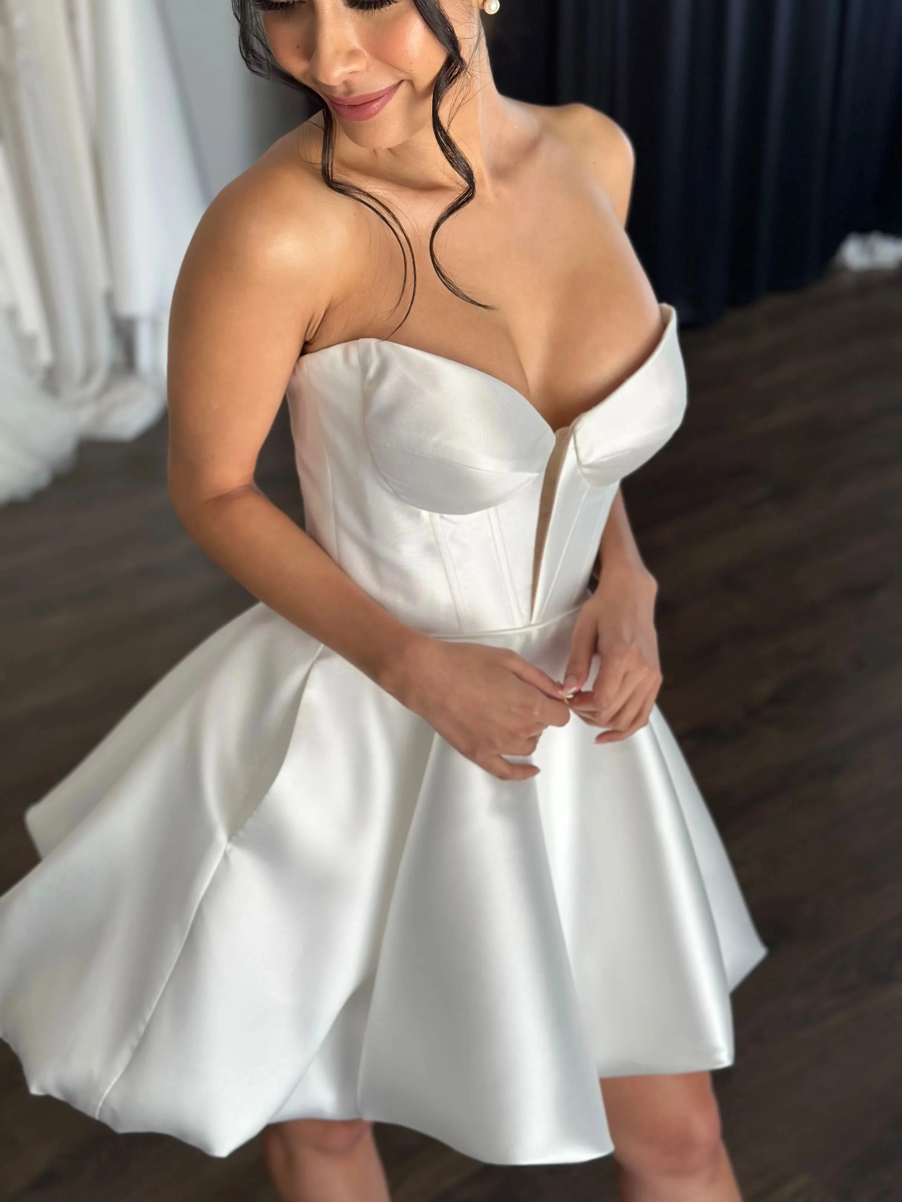 Bubble-Style Skirt Bridal Gown Dress Vestido De Novia Simple Skirt Wedding Dress Satin Bow Court Train - Image 3