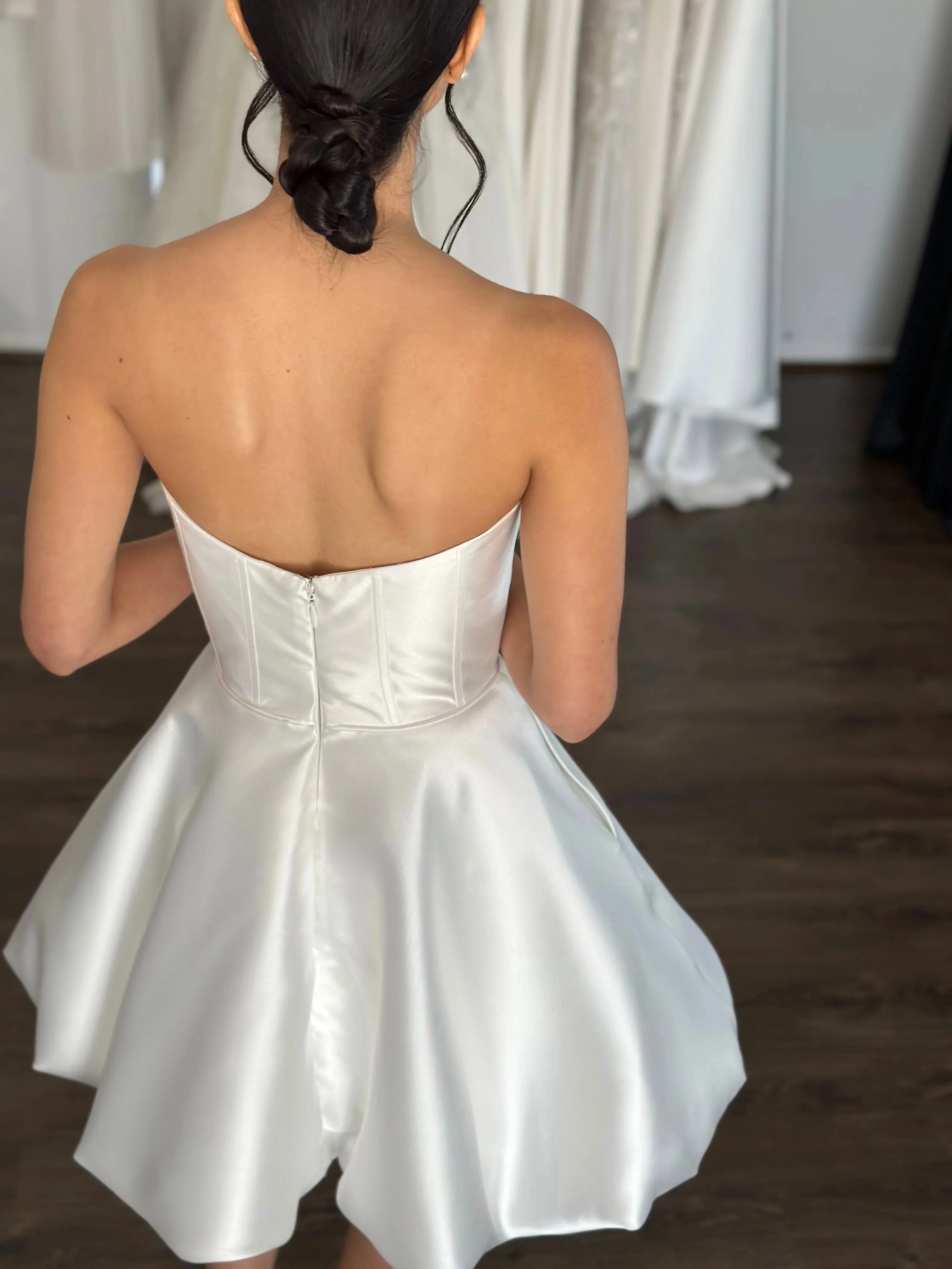 Bubble-Style Skirt Bridal Gown Dress Vestido De Novia Simple Skirt Wedding Dress Satin Bow Court Train - Image 4