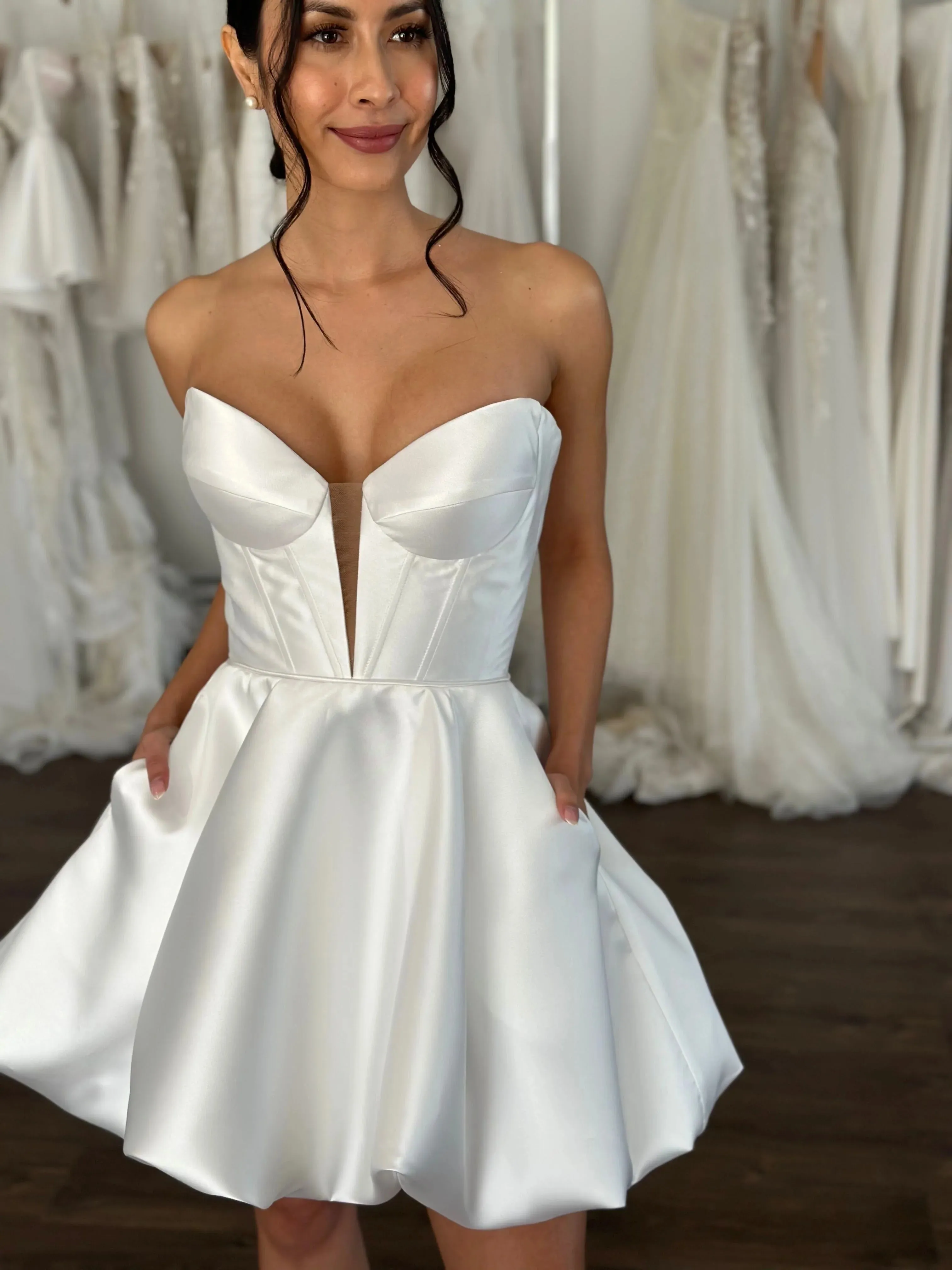 Bubble-Style Skirt Bridal Gown Dress Vestido De Novia Simple Skirt Wedding Dress Satin Bow Court Train - Image 6