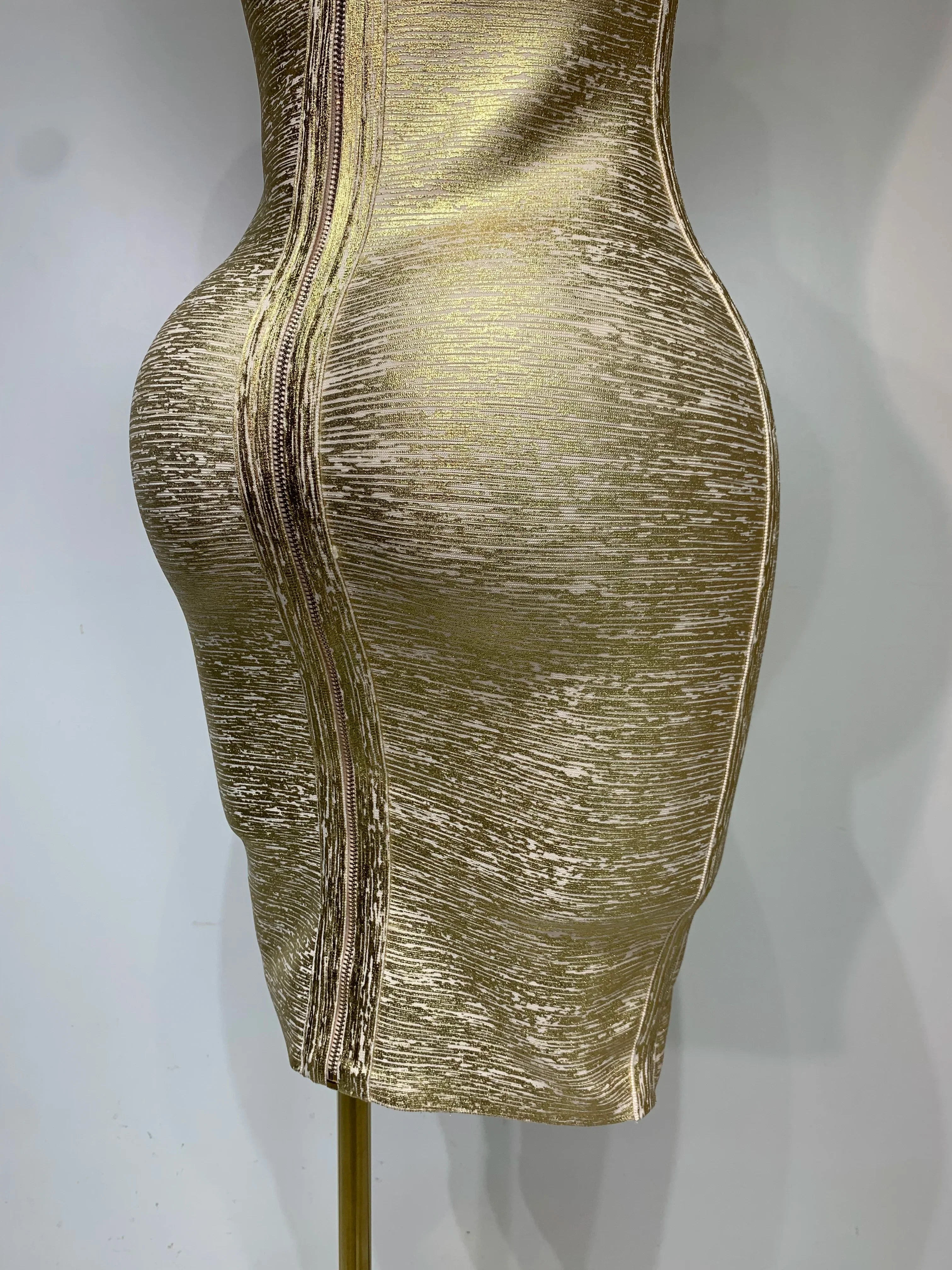 Celebrity Elegant Gold Bodycon Bandage Dress Women Sexy Nightclub Evening Party Luxury Birthday Dress Vestidos - Image 6