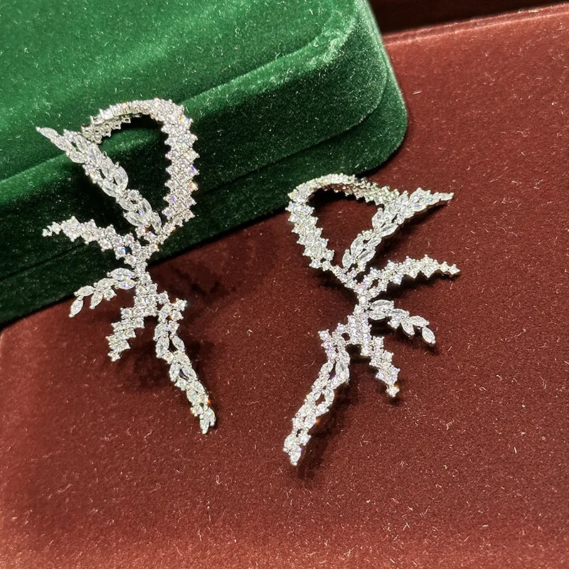 High Quality CZ Zircon Bridal Earrings Silver Color Zirconia Wedding Earring Bride Women Accessories Party Dinner Dress Jewelry - Image 2