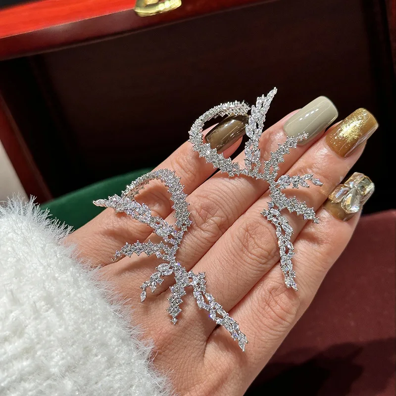 High Quality CZ Zircon Bridal Earrings Silver Color Zirconia Wedding Earring Bride Women Accessories Party Dinner Dress Jewelry - Image 3