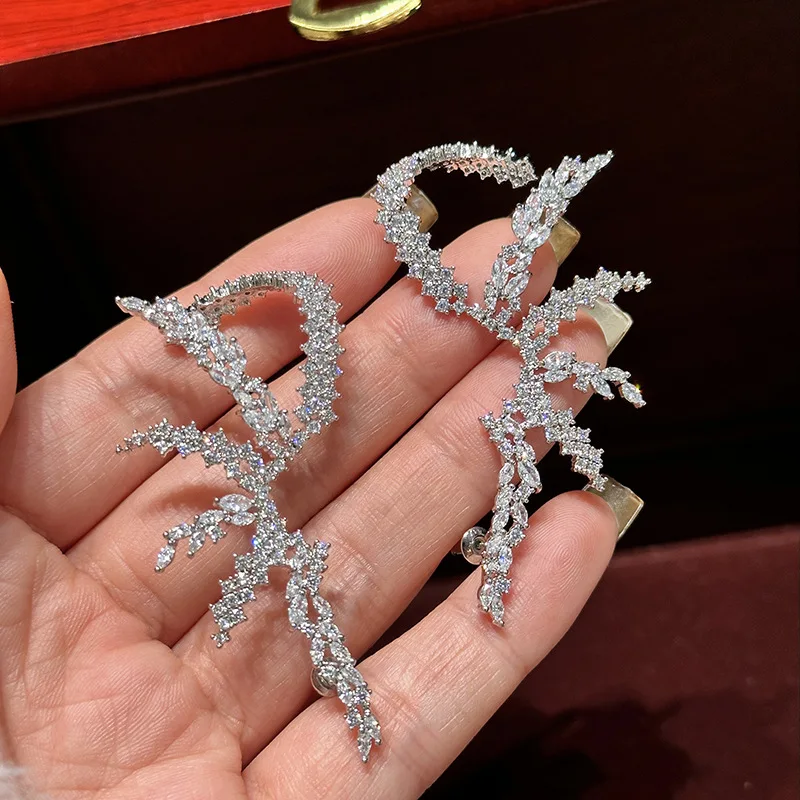 High Quality CZ Zircon Bridal Earrings Silver Color Zirconia Wedding Earring Bride Women Accessories Party Dinner Dress Jewelry - Image 5