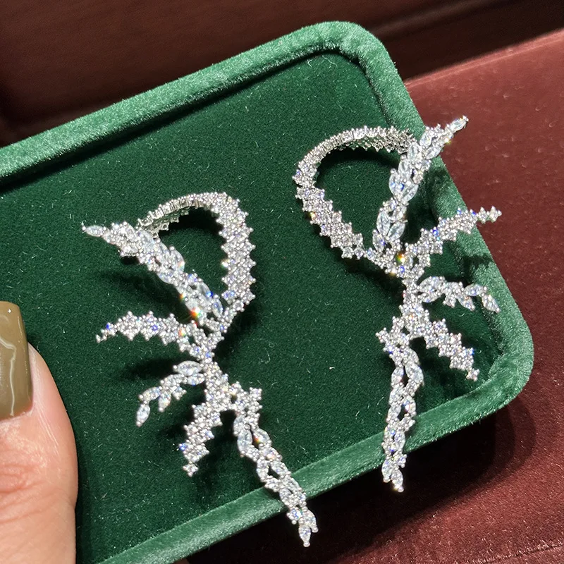 High Quality CZ Zircon Bridal Earrings Silver Color Zirconia Wedding Earring Bride Women Accessories Party Dinner Dress Jewelry - Image 6
