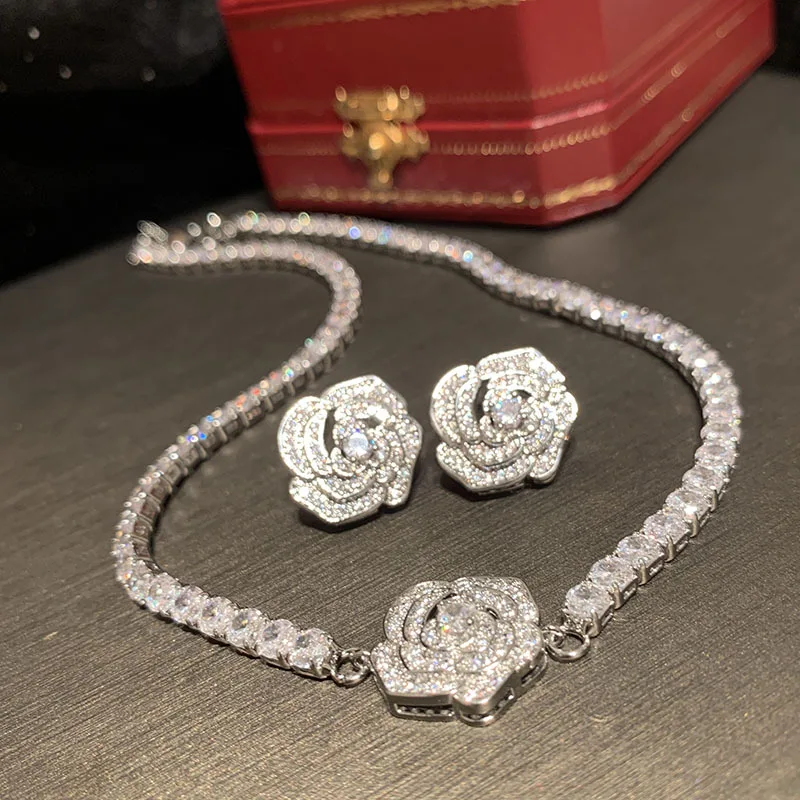 High Quality Flower Zircon Bridal Earrings CZ Cubic Zirconia Wedding Earring For Women Brides Accessories Birthday Gift Jewelry - Image 3