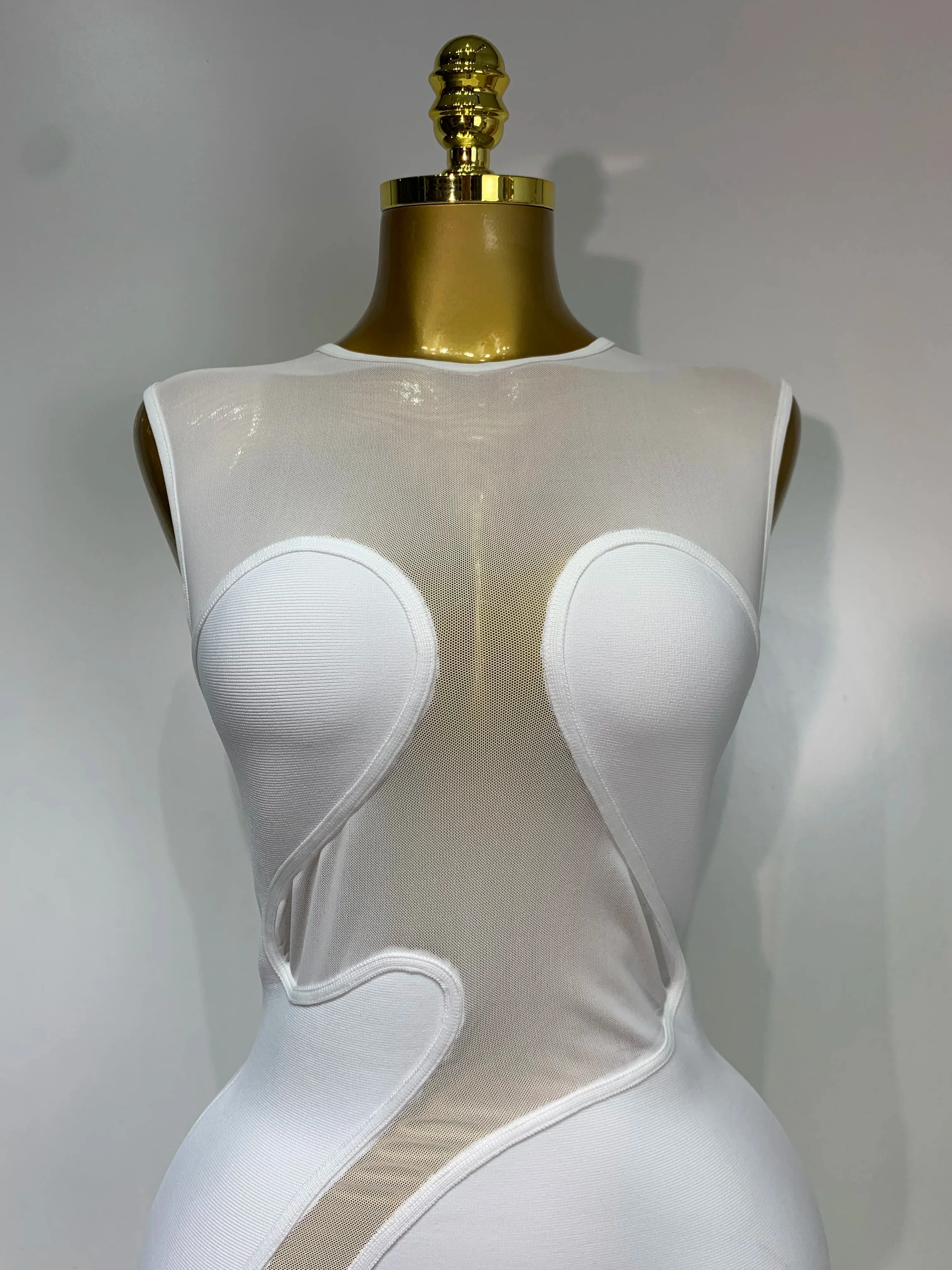 Sexy O Neck Mesh Bodycon Bandage Dress Evening Party Gown  Celebrity Elegant Luxury Birthday Club Dresses - Image 5