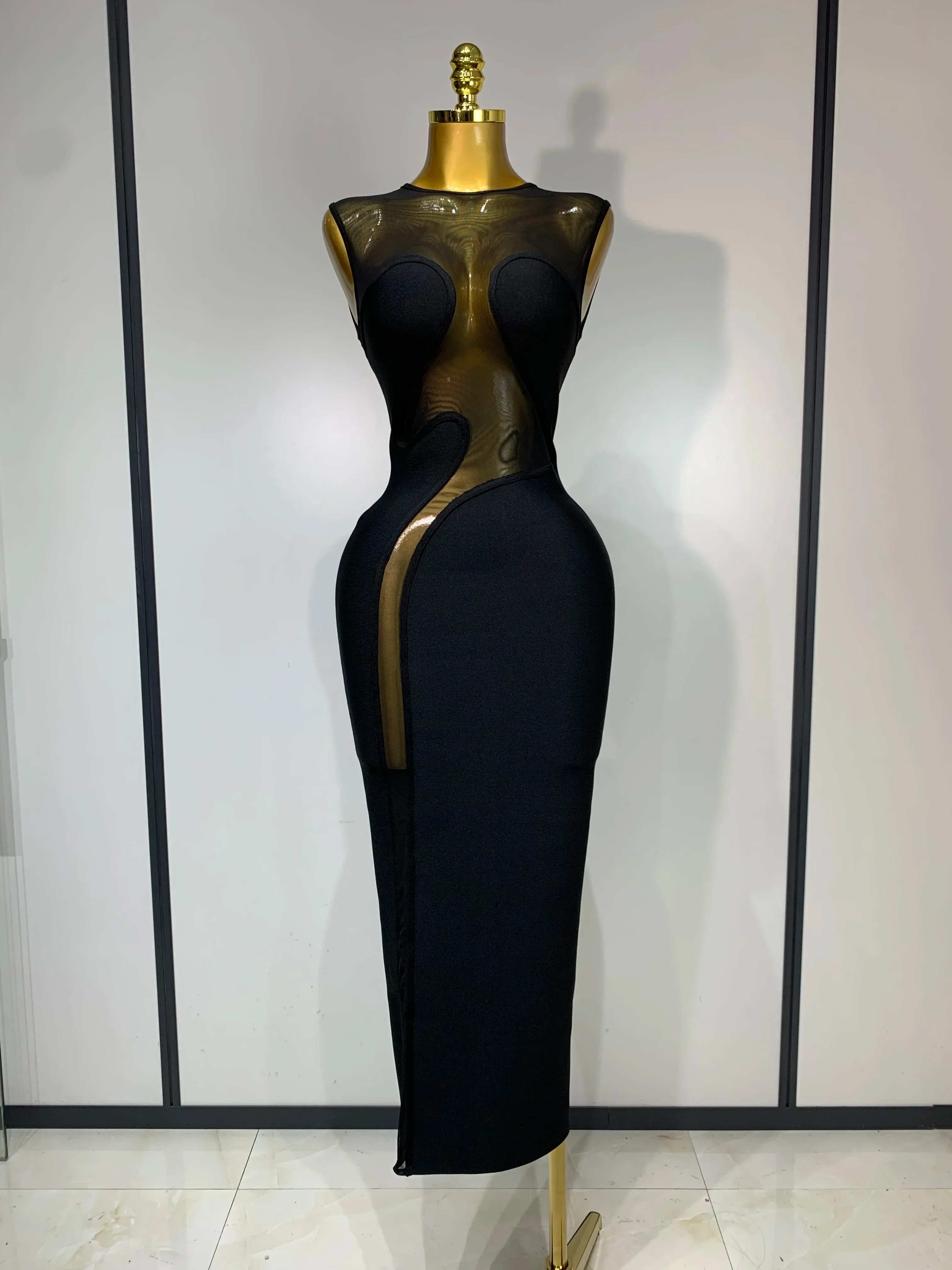 Sexy O Neck Mesh Bodycon Bandage Dress Evening Party Gown  Celebrity Elegant Luxury Birthday Club Dresses - Image 7