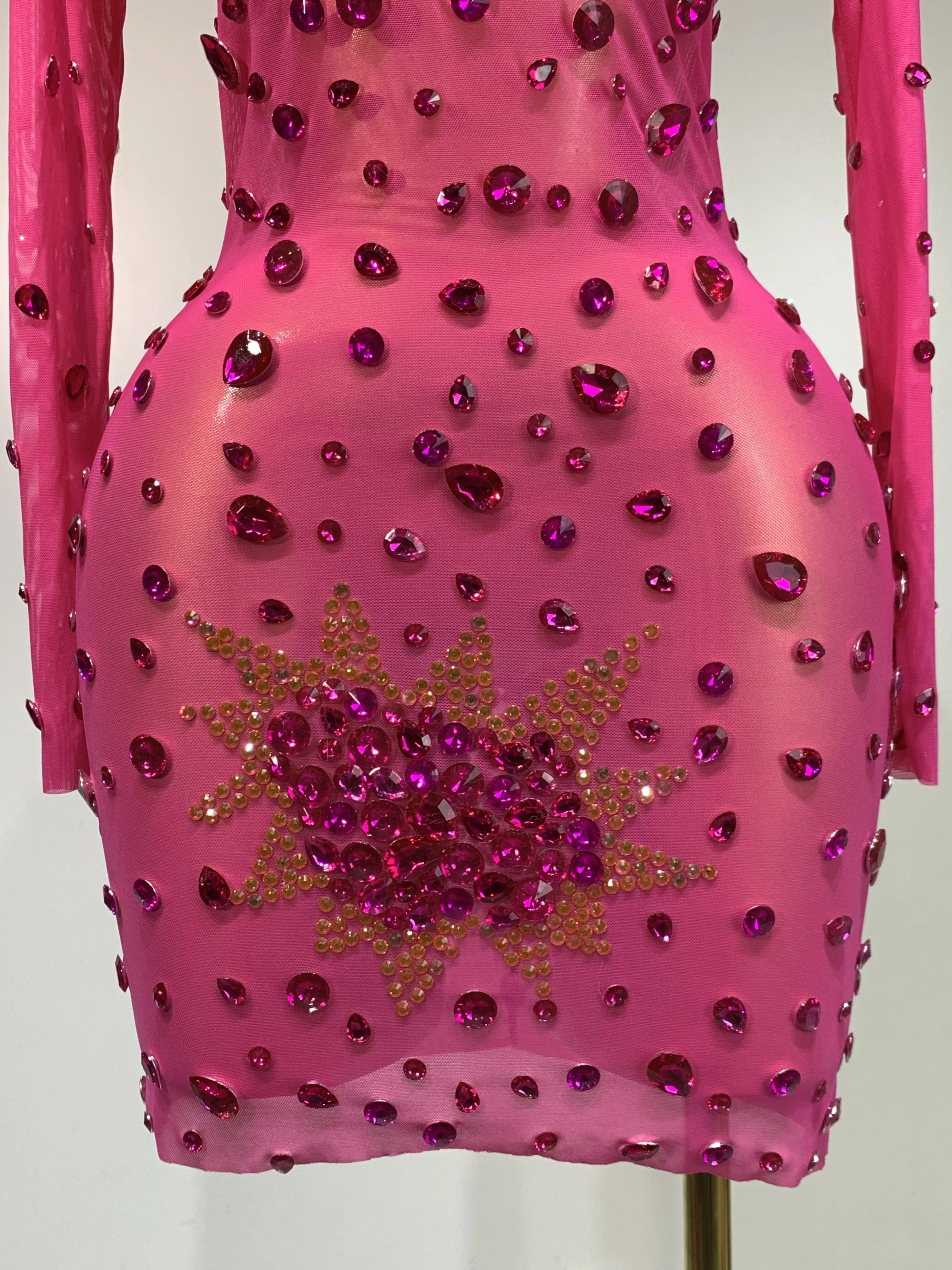 Sparkly Rhinestone Sexy Bodycon Dress New Fashion Nightclub Stage Outfit Luxury Birthday Party Dresses - Image 6