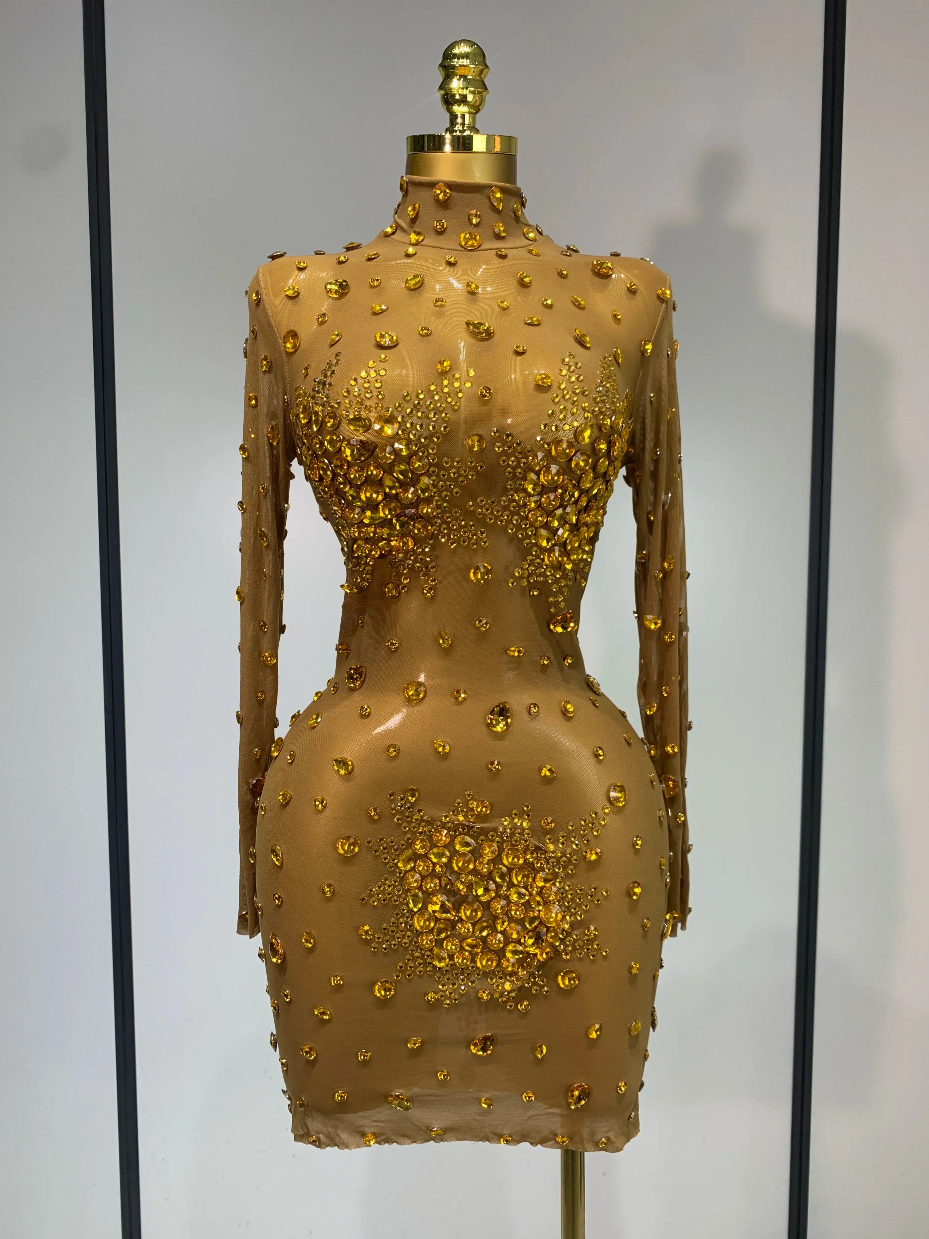 Sparkly Rhinestone Sexy Bodycon Dress New Fashion Nightclub Stage Outfit Luxury Birthday Party Dresses - Image 7