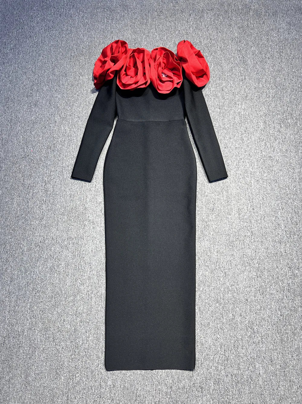 Winter Women Long Sleeve Red Florals Bodycon Long Bandage Dress Celebrate Evening Party Birthday Fashion Dress - Image 7