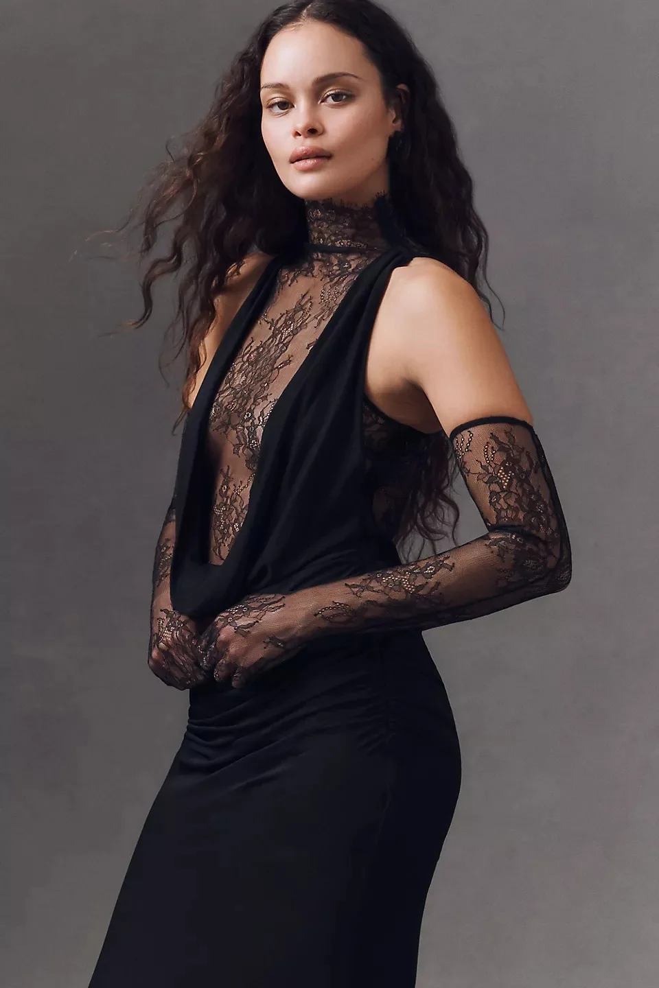 Women Black Color Women Sleeveless Off the Shoulder Lace Bodycon Long Dress Celebrate Evening Party Bar Club Wear - Image 6