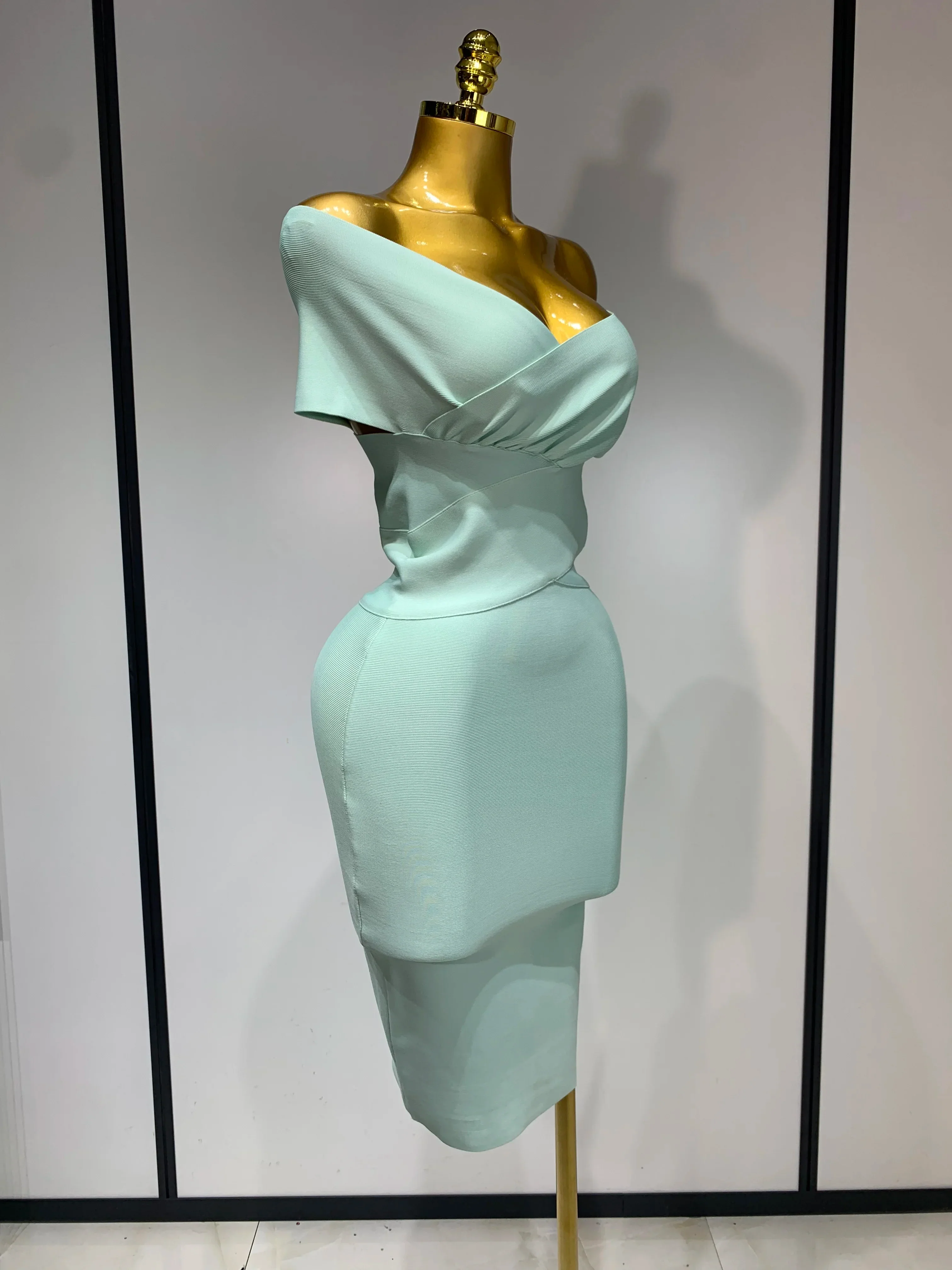 Women Bodycon Sexy Off The Shoulder Bandage Dress Club Dress Midi Celebrity Elegant Party Luxury Birthday Dress - Image 2