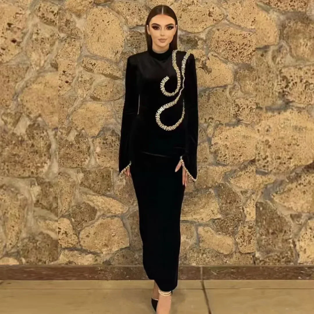 Women Long Sleeve Sexy Shinning Crystal Bodycon Long Bandage Dress Celebrate Evening Party Nightclub Outfit Wear - Image 2