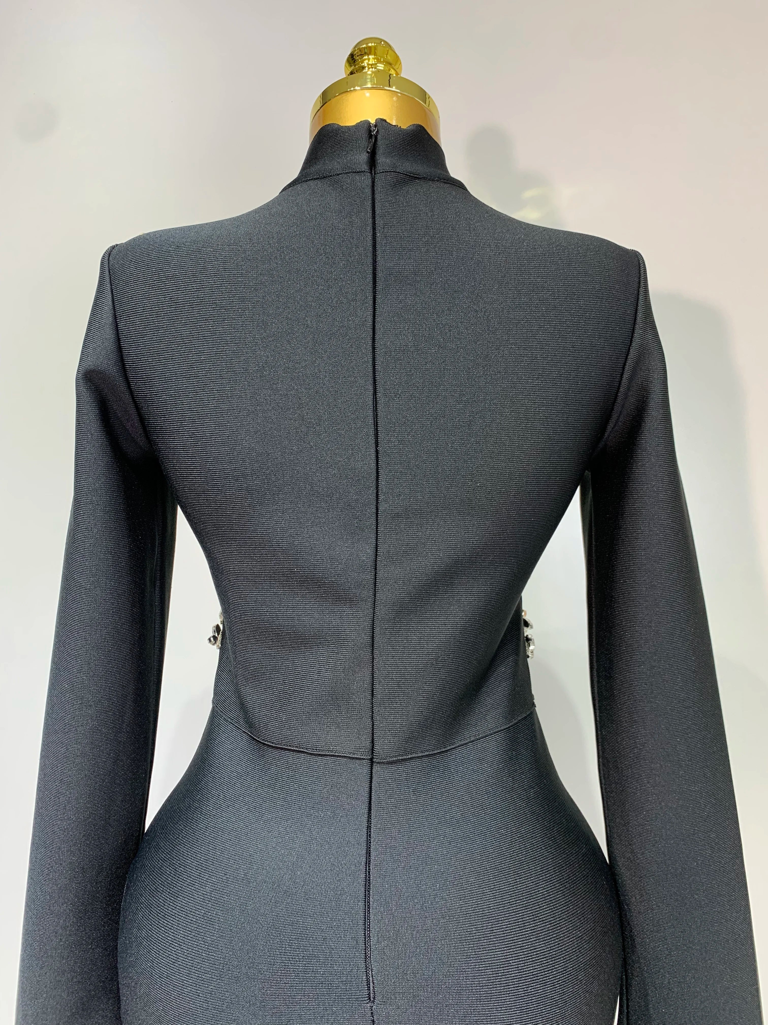 Women Long Sleeve Shinning Crystal Bodycon Long Bandage Dress Celebirty Elegant Evening Party Luxury Birthday Dress - Image 6