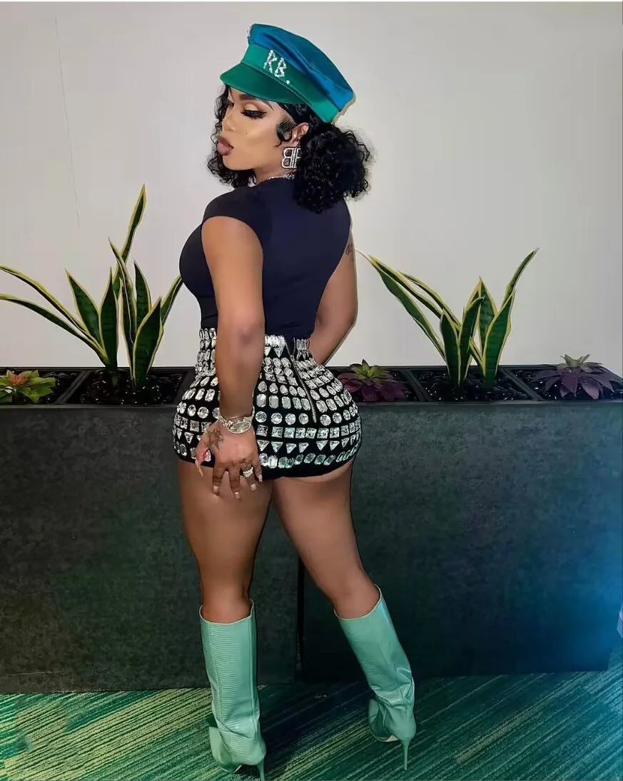 Women Sexy Big Crystal Bodycon Shorts Celebrate Nightclub Party Birthday Wear Bar Dancer Fashion Shorts - Image 3