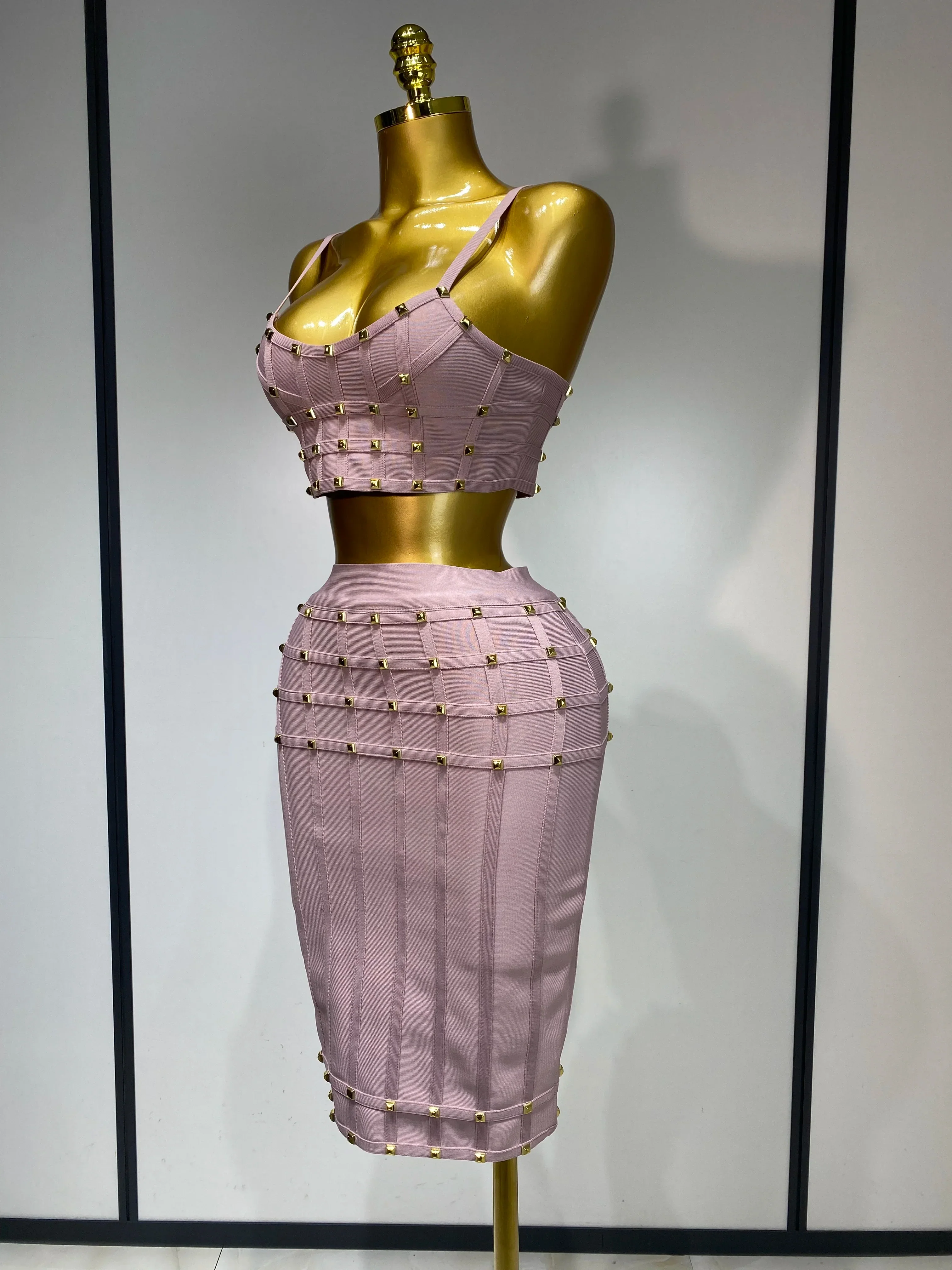 Women Sexy Luxury Birthday BandageTwo Piece Set Evening Party Prom Gown Celebirty High Street Club Party Outfit - Image 2