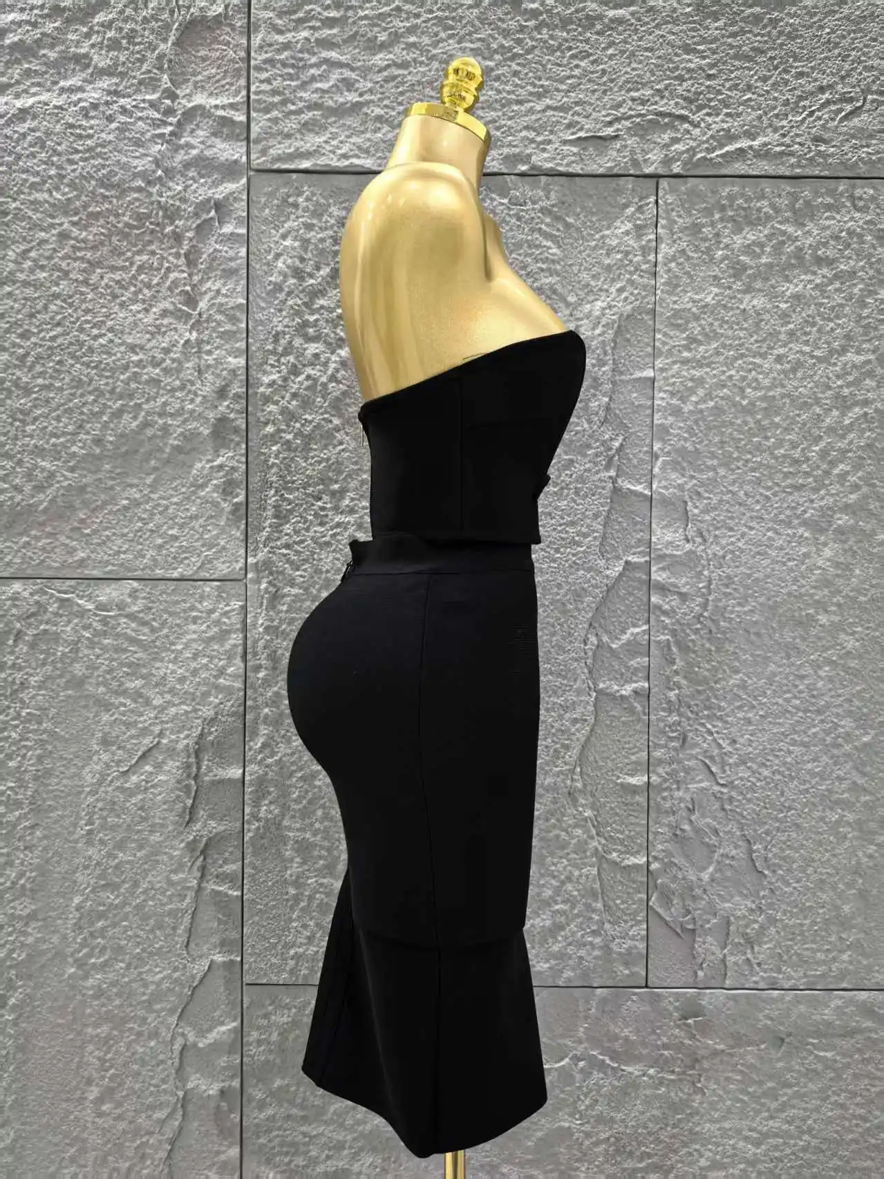 Women Sexy Strapless 2 Pieces Bodycon Rayon Bandage Midi Dress Nightclub Party Fashion Birthday Dress - Image 5