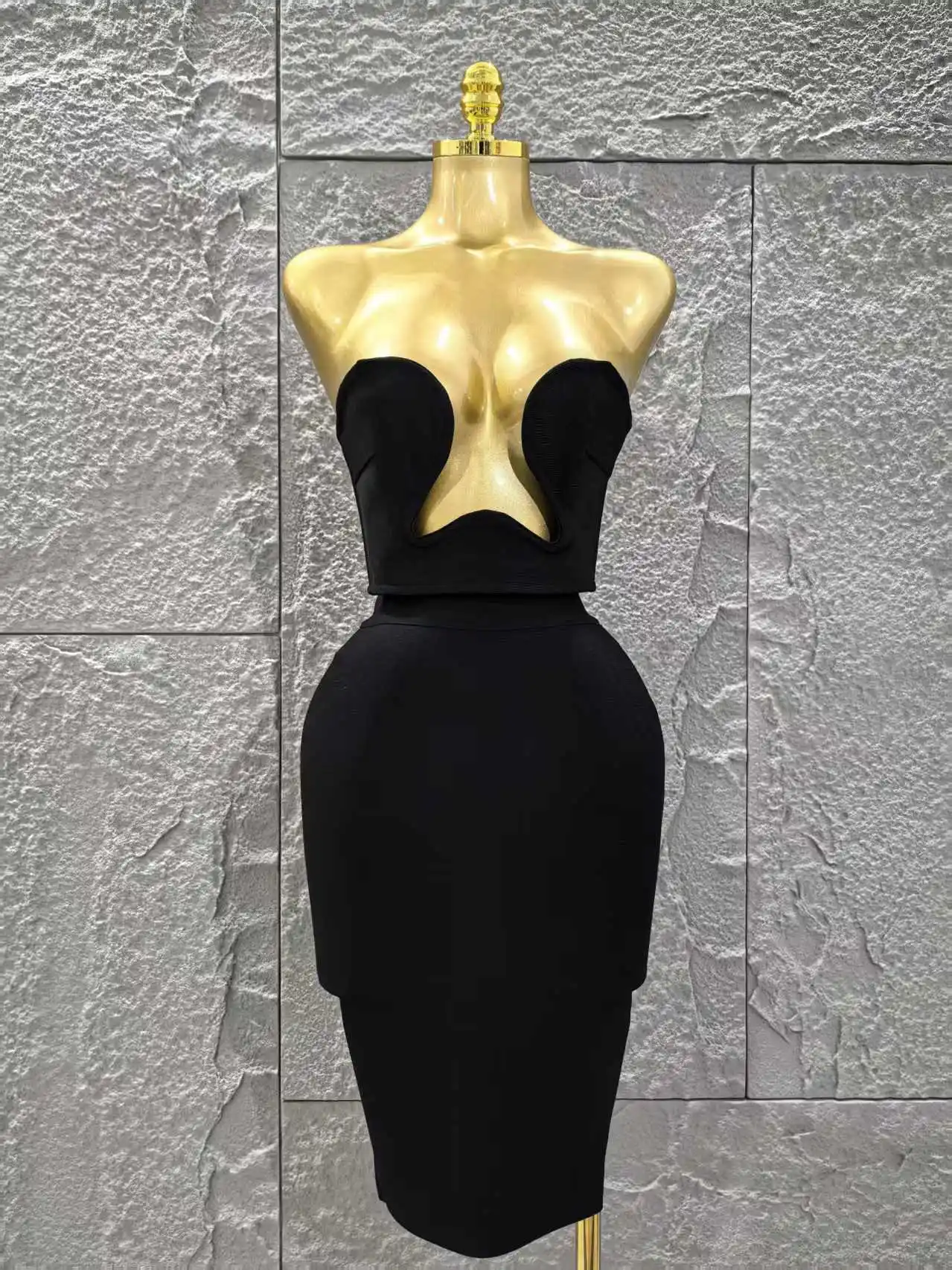 Women Sexy Strapless 2 Pieces Bodycon Rayon Bandage Midi Dress Nightclub Party Fashion Birthday Dress - Image 7
