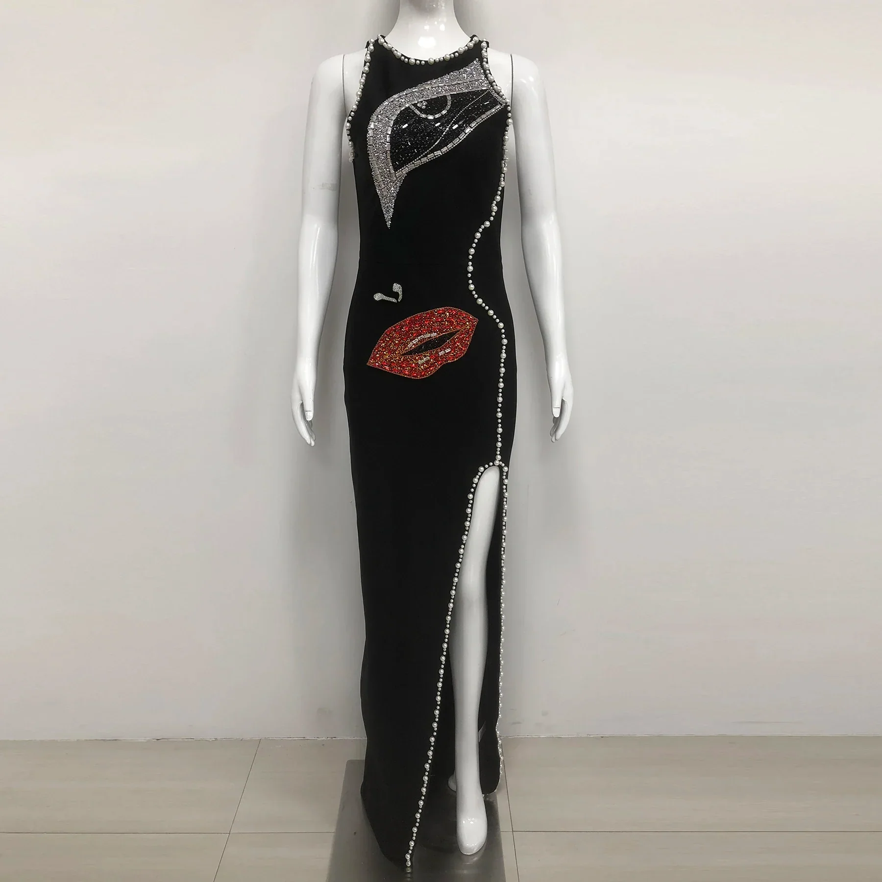 Women Sleeveless Sexy Shinning Rhinestones Bodycon Long Bandage Dress Celebrate Evening Party Birthday Fashion Wear - Image 2