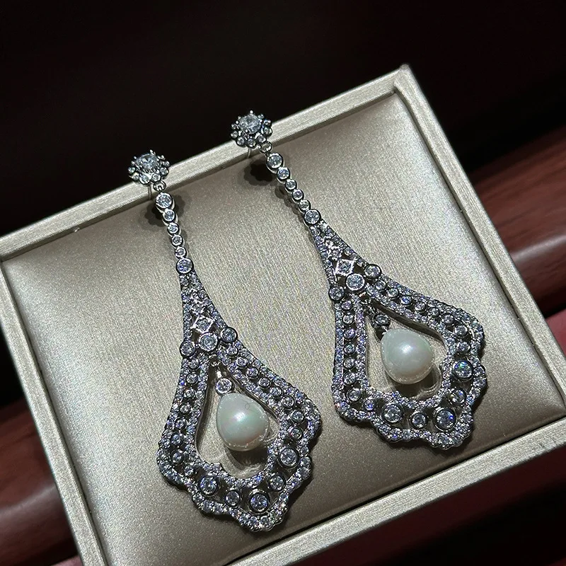 High Quality Zircon Pearl Bridal Earrings CZ Cubic Zirconia Wedding Earring For Brides Accessories Women Birthday Gift Jewelry - Image 3