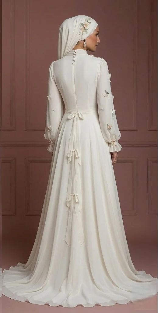 Hijab Bridal Dress For Garden Wedding Dress Modest Bridal Muslim - Image 3
