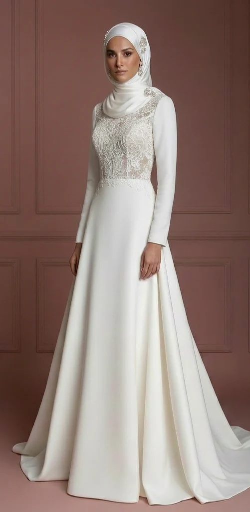 Hijab Bridal Dress For Traditional Muslim Wedding Dress - Image 2