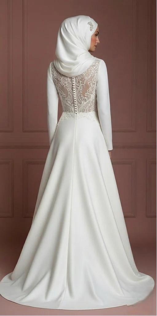 Hijab Bridal Dress For Traditional Muslim Wedding Dress - Image 3