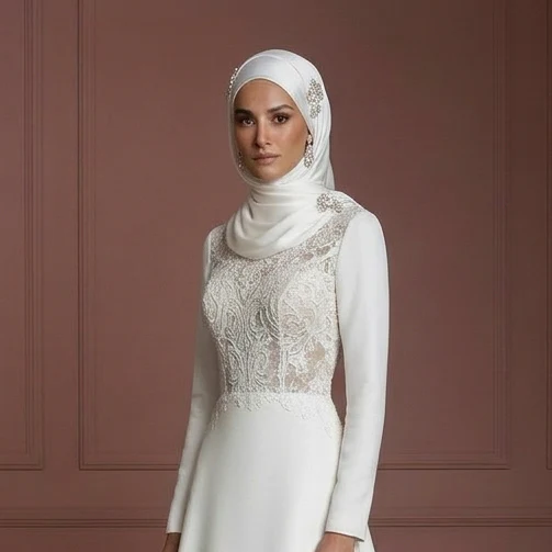 Hijab Bridal Dress For Traditional Muslim Wedding Dress - Image 4