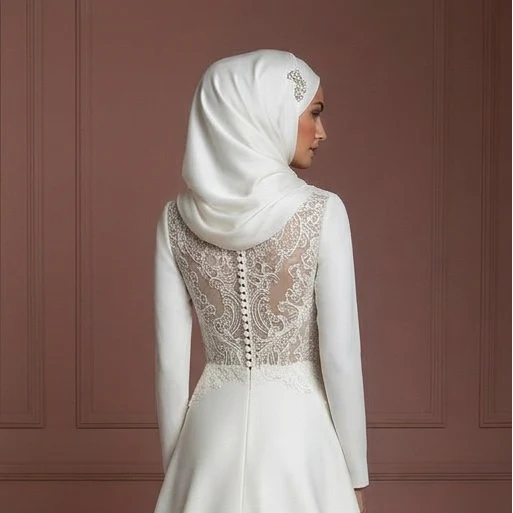 Hijab Bridal Dress For Traditional Muslim Wedding Dress - Image 5