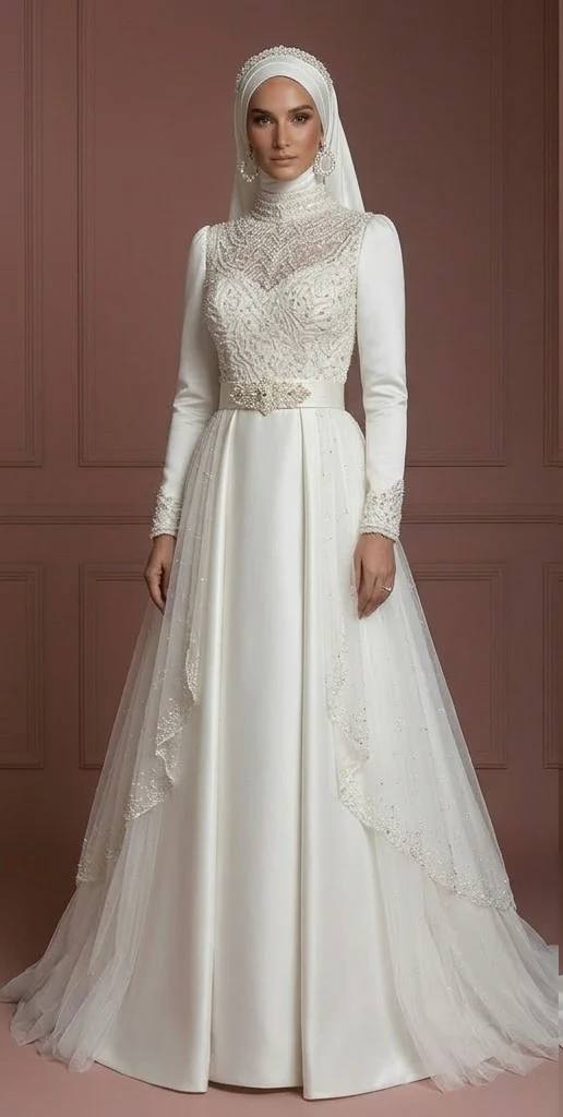 Hijab Bridal Dress Luxury Modest Wedding Dress Style Muslim - Image 2