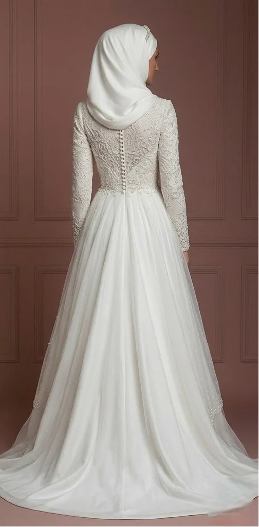 Hijab Bridal Dress Luxury Modest Wedding Dress Style Muslim - Image 3