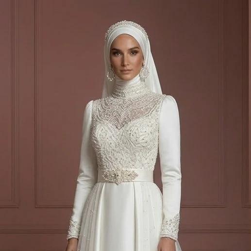 Hijab Bridal Dress Luxury Modest Wedding Dress Style Muslim - Image 4