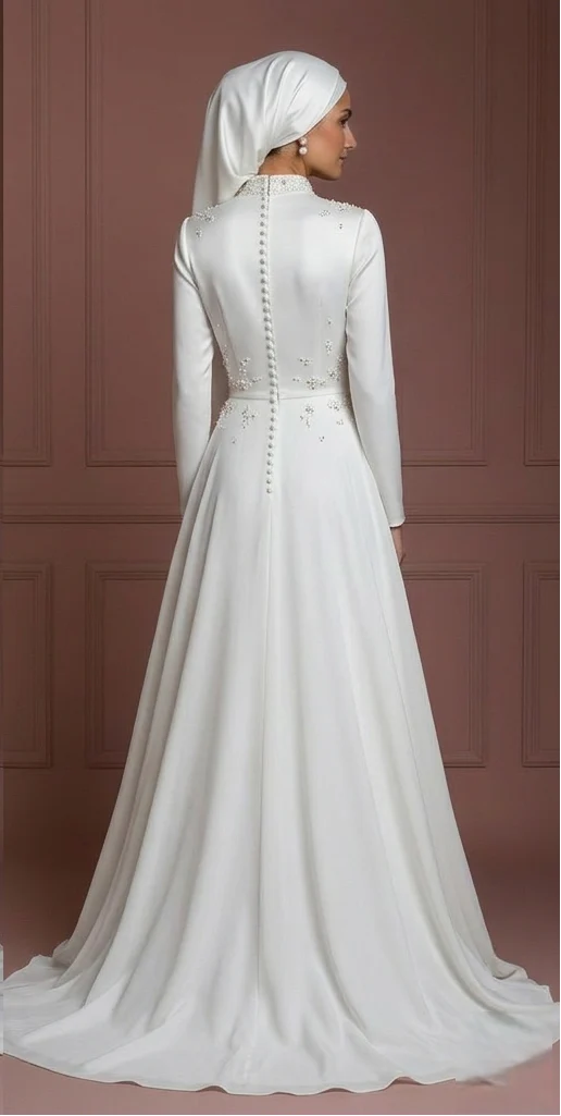 Hijab Bridal Gown For Beach Wedding Dress Modest Style Muslim - Image 3