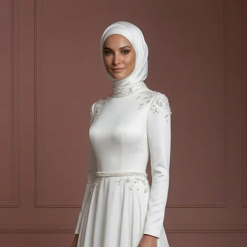 Hijab Bridal Gown For Beach Wedding Dress Modest Style Muslim - Image 4