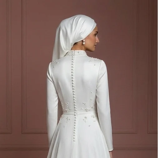 Hijab Bridal Gown For Beach Wedding Dress Modest Style Muslim - Image 5