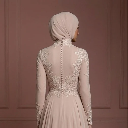 Hijab Bridal Gown With Flowing Chiffon Fabric Wedding Dress Muslim - Image 5