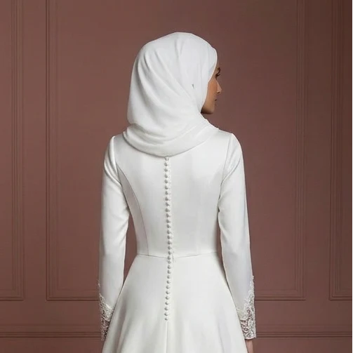 Hijab Bridal Gown With Modest Sleeve Coverage Wedding Dress Muslim - Image 5