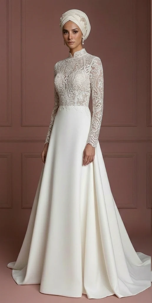 Hijab Bridal Wedding Dress Contemporary Modest Style Muslim - Image 2