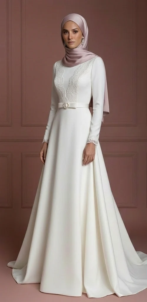 Hijab Bridal Wedding Dress Modern Modest Fashion Style Muslim - Image 2