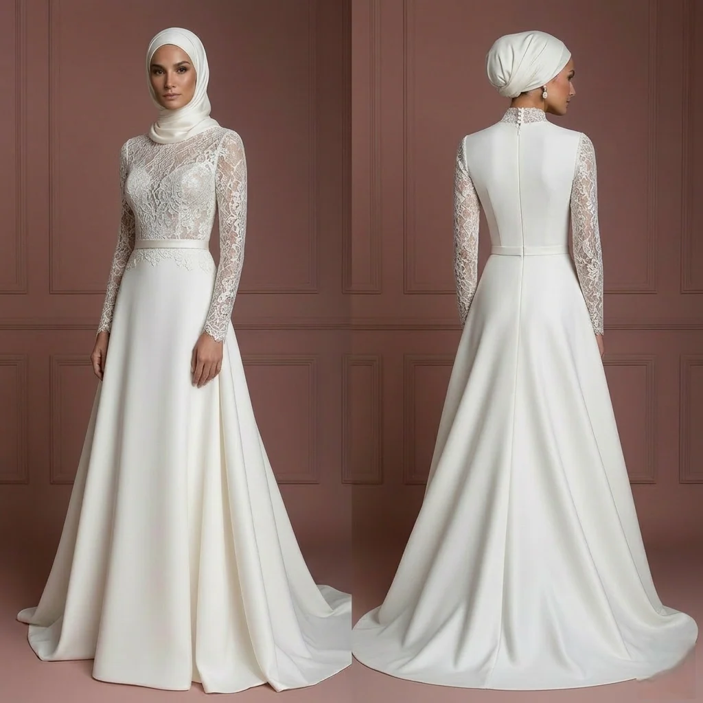 Hijab Bridal Wedding Dress With Built In Support Modest Fit Muslim